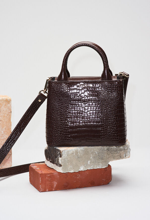 ANOUCKSMALLREPTILECROCOH19 ANOUCKSMALLREPTILECROCOH19 : Sacs et Maroquinerie couleur CHOCOLAT