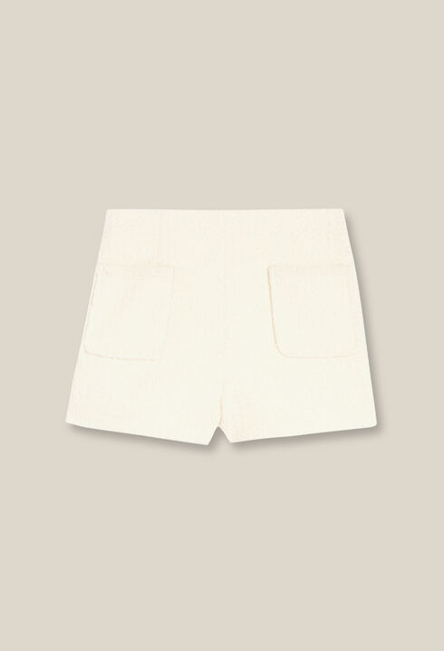 Elfenbeinfarbene Shorts aus Tweed 