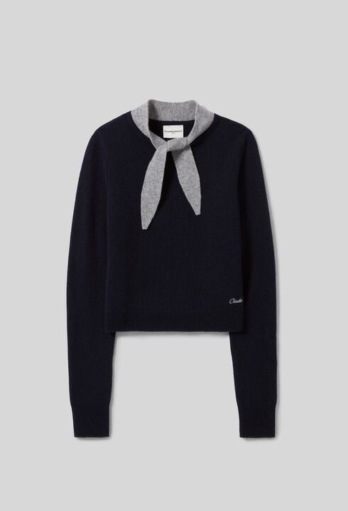 Schal-Kragen-Pullover