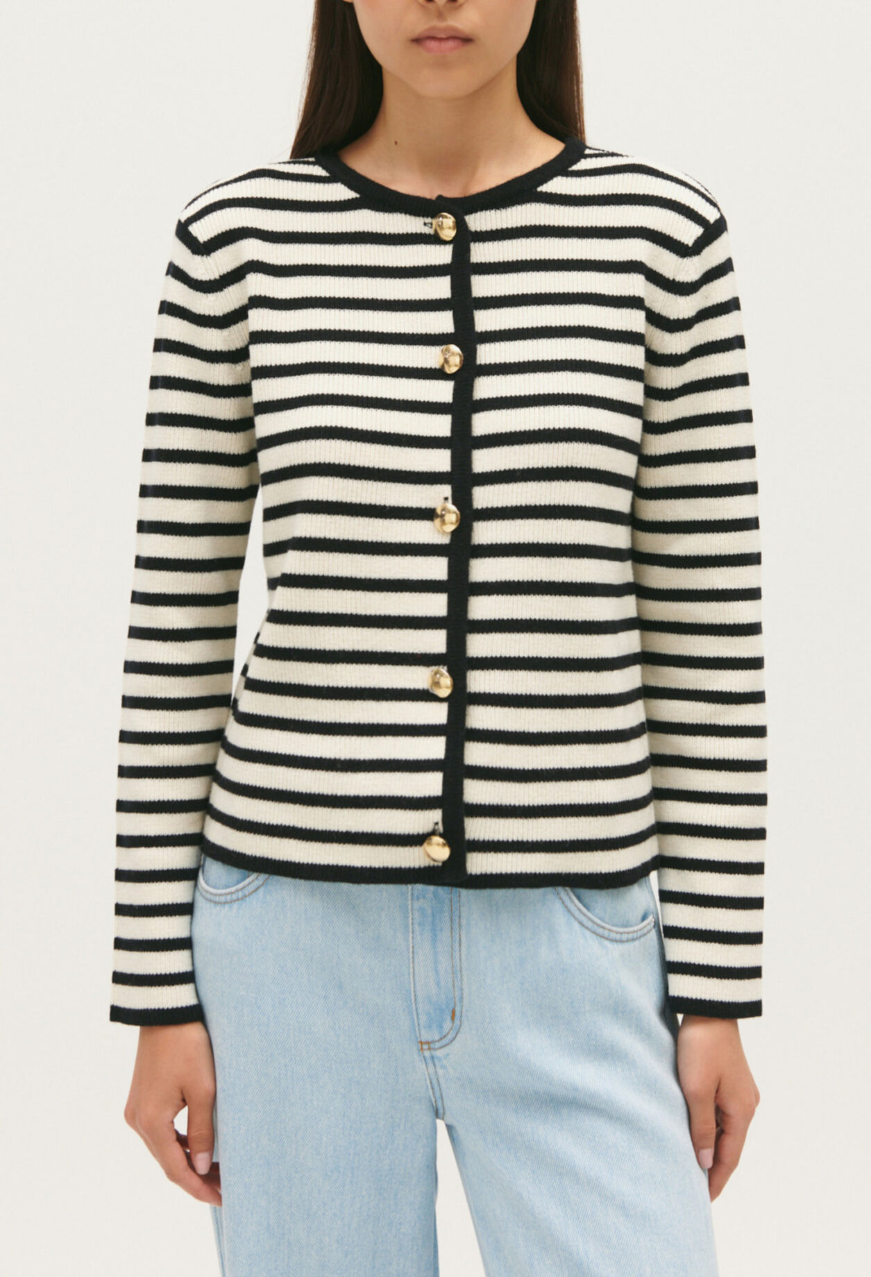 Zweifarbig gestreifter Cardigan 