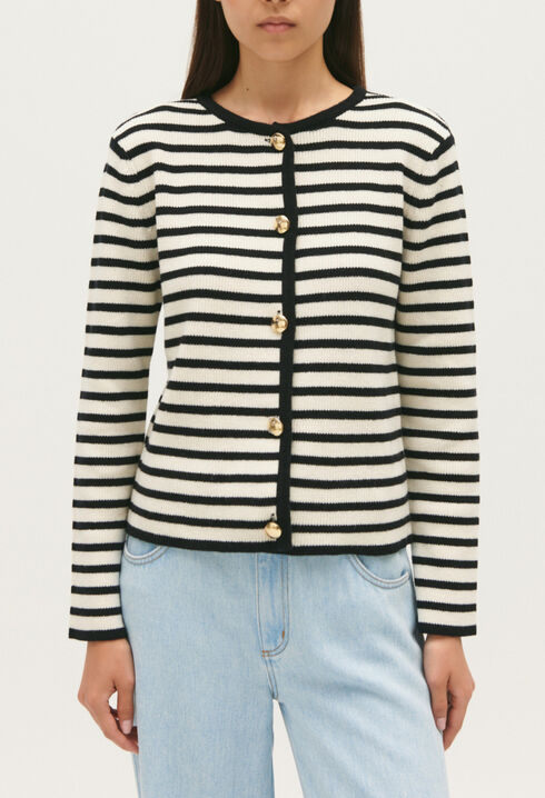 Zweifarbig gestreifter Cardigan 