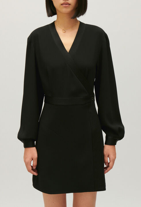 Kurzes Wickelkleid in Schwarz