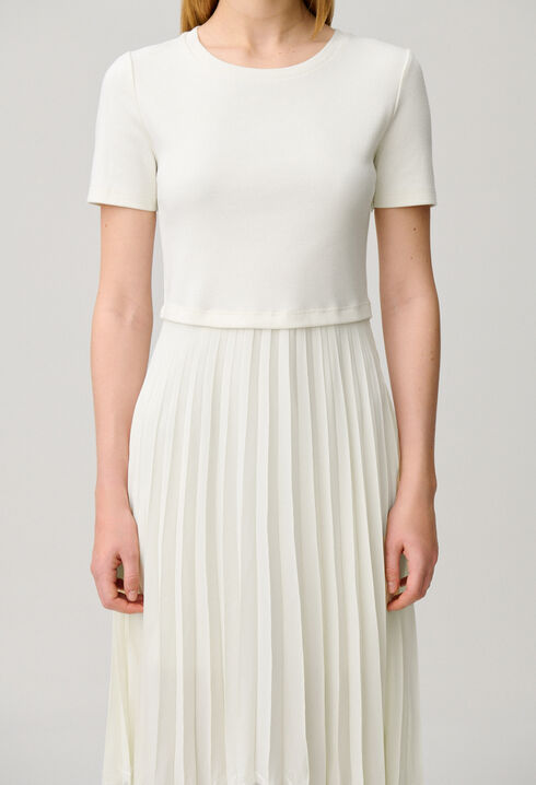 Twist Zweifarbige Midikleid  elfenbein