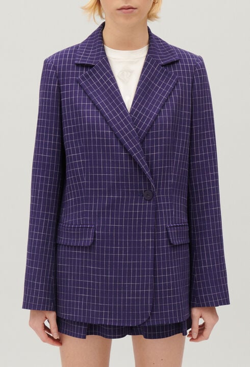 Blazer mit Karomuster Indigoblau