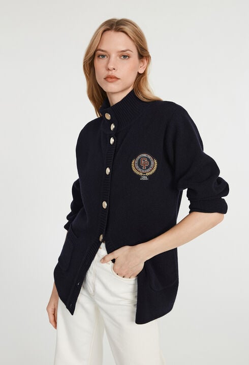 Cardigan mit gesticktem Wappen