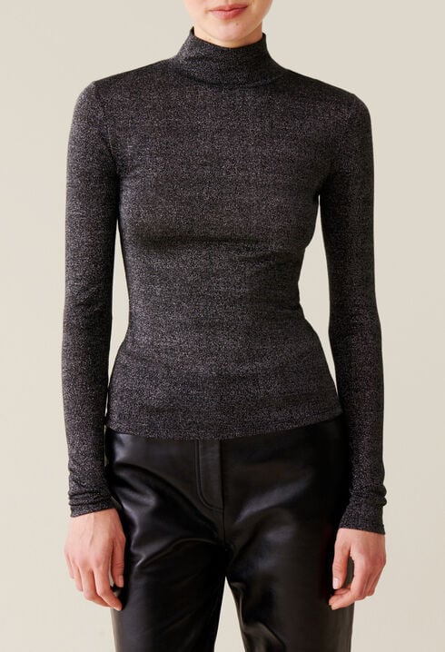 Glitzernder Rollkragen-Longsleeve