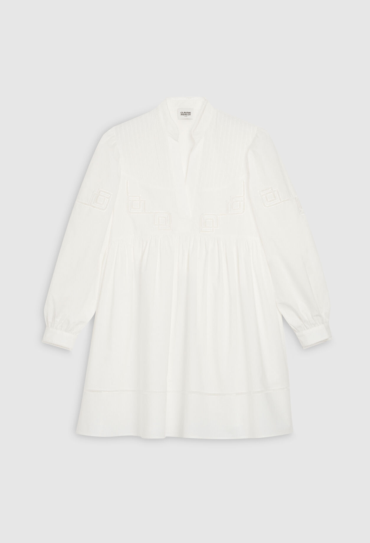 Kurzes, besticktes Baumwollkleid, weiß