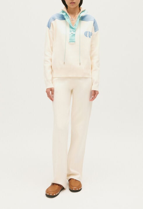 Sweatshirt Minimum Troyerkragen Ecru