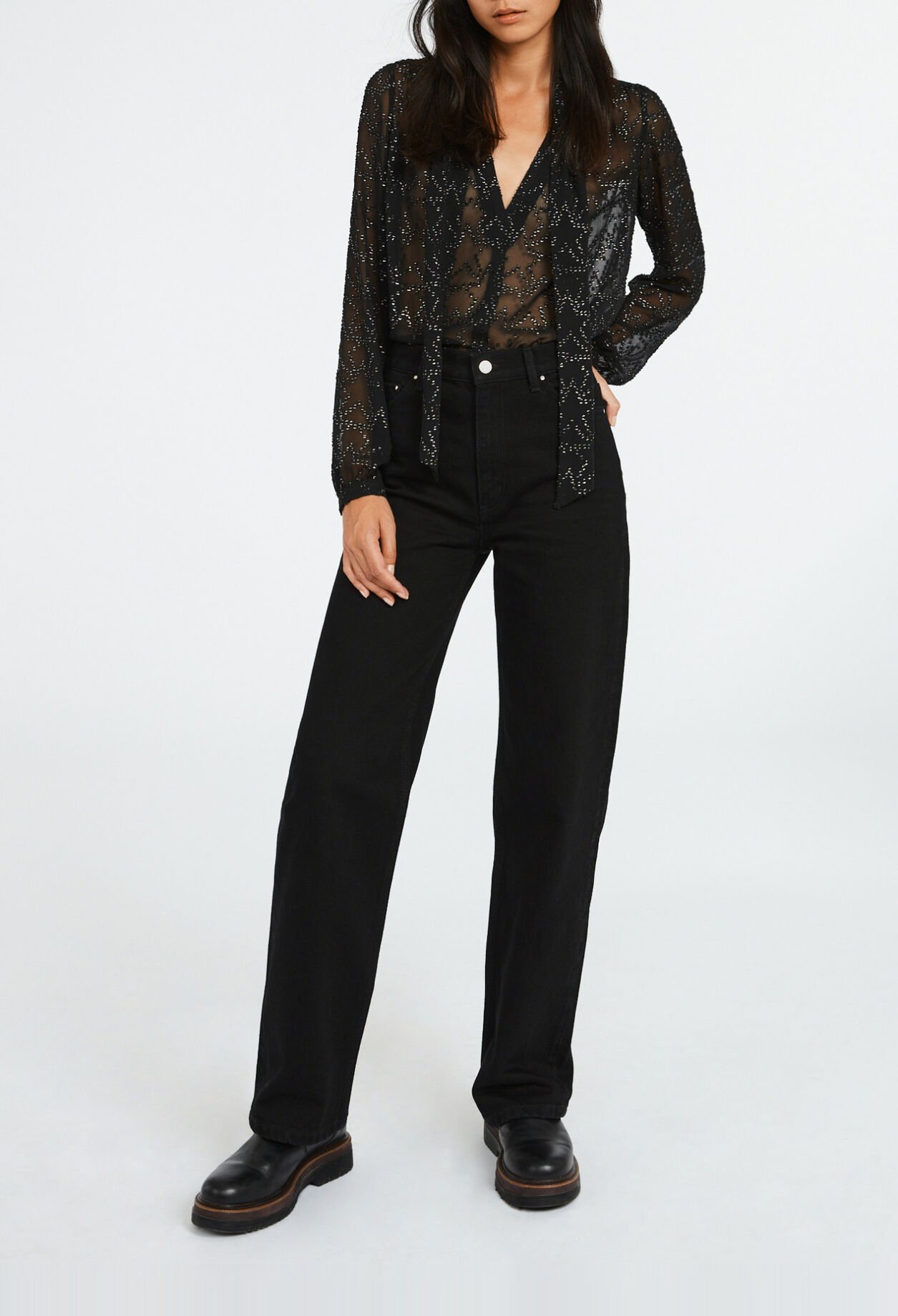 Bluse mit Sterne und Lavalierkragen