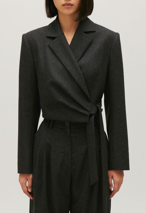 Kurzer grau melierter Blazer