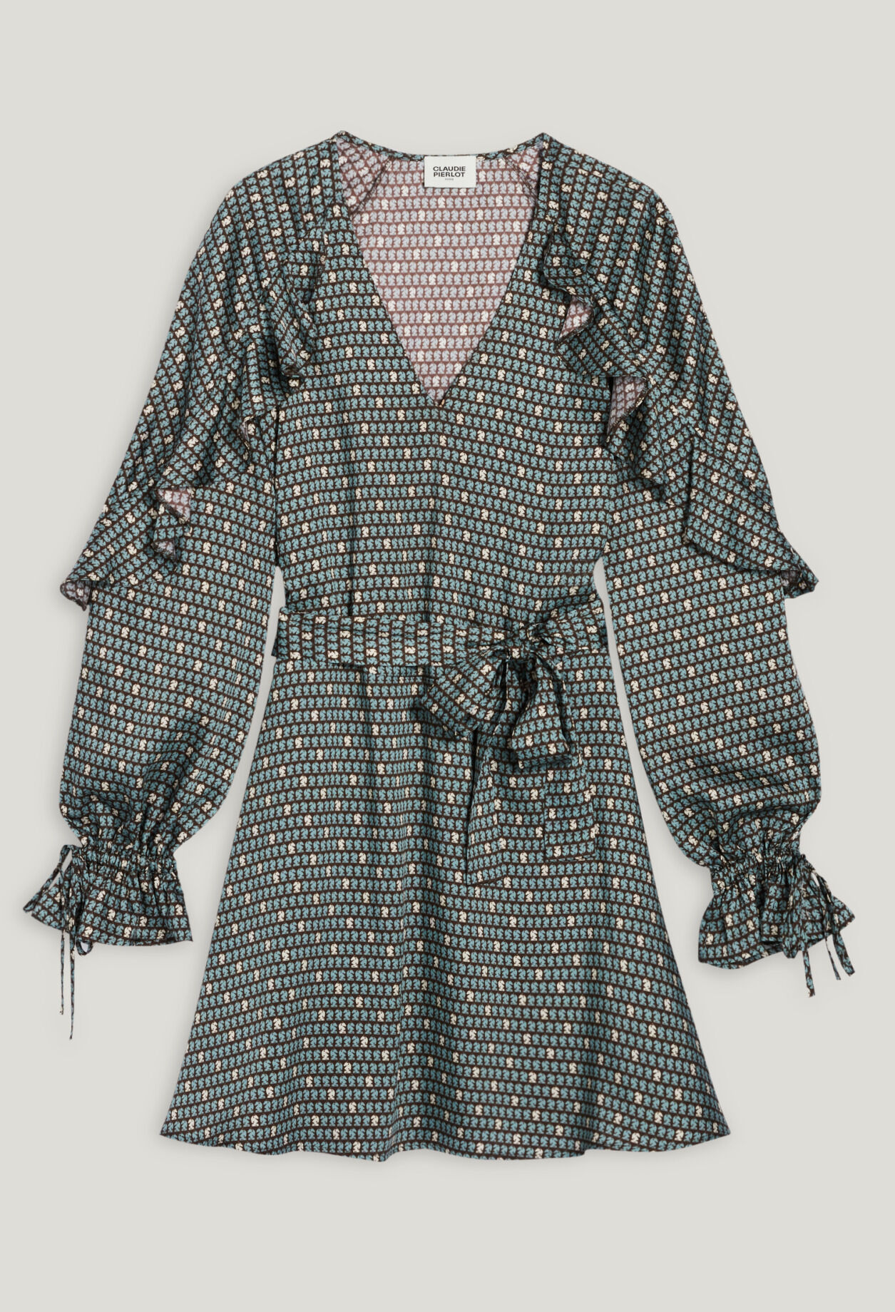 Fließendes ausgestelltes Kleid mit Print