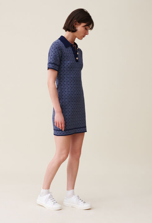 Kurzes marineblaues Monogrammkleid