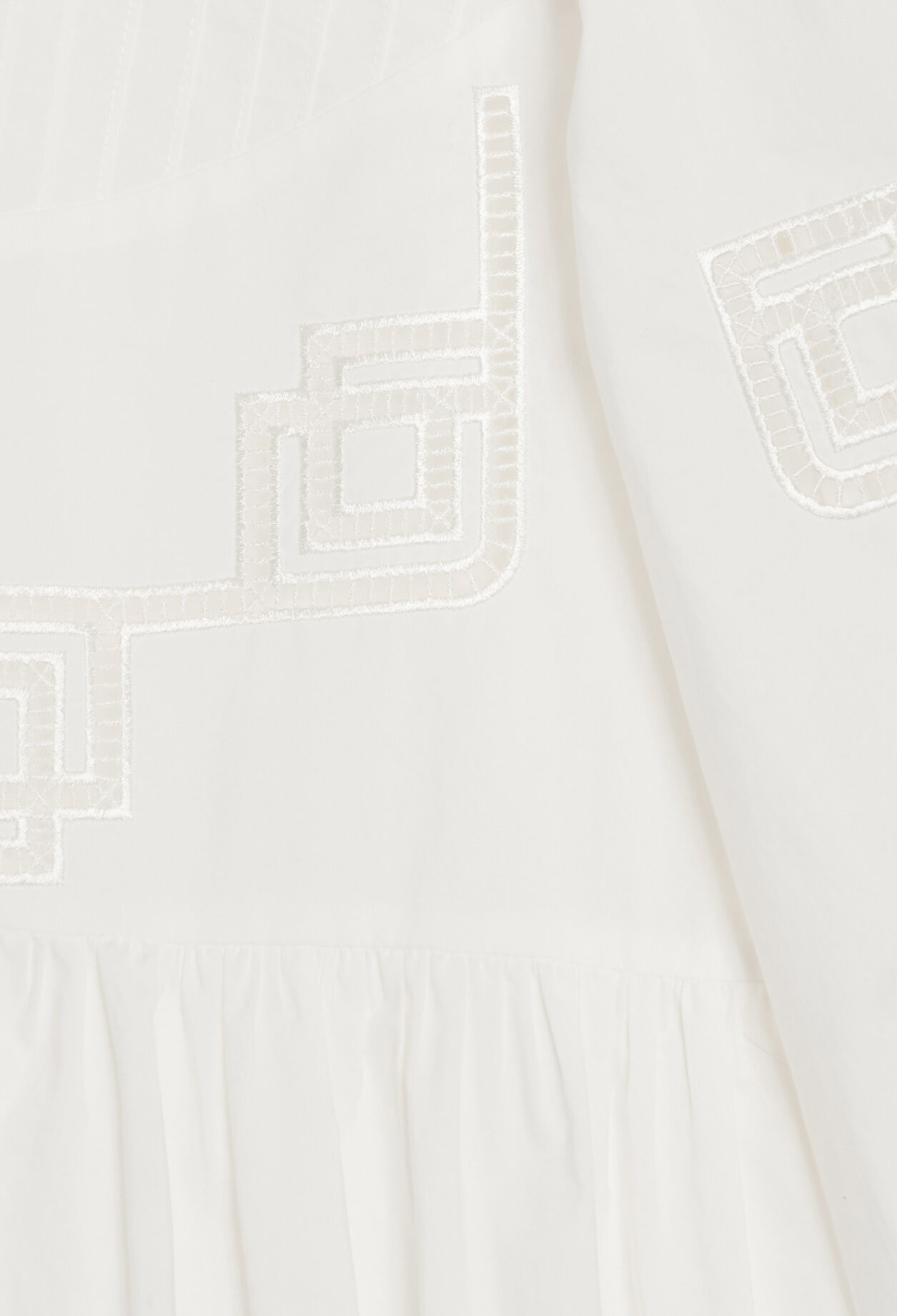 Kurzes, besticktes Baumwollkleid, weiß