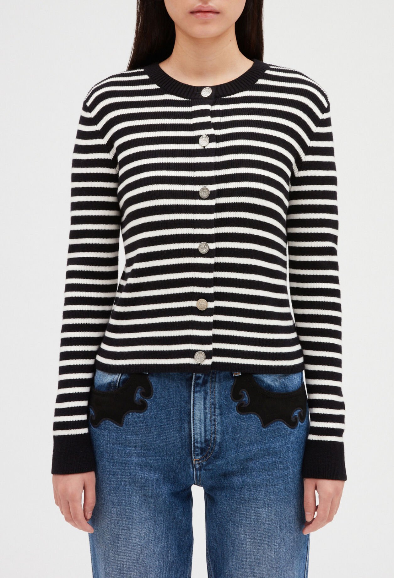 Gestreifte Weste Öko-Strick