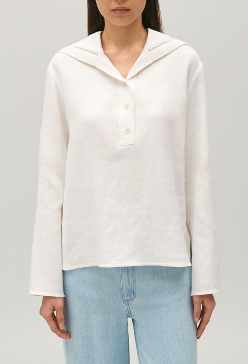 Top mit Matrosenkragen Ecru