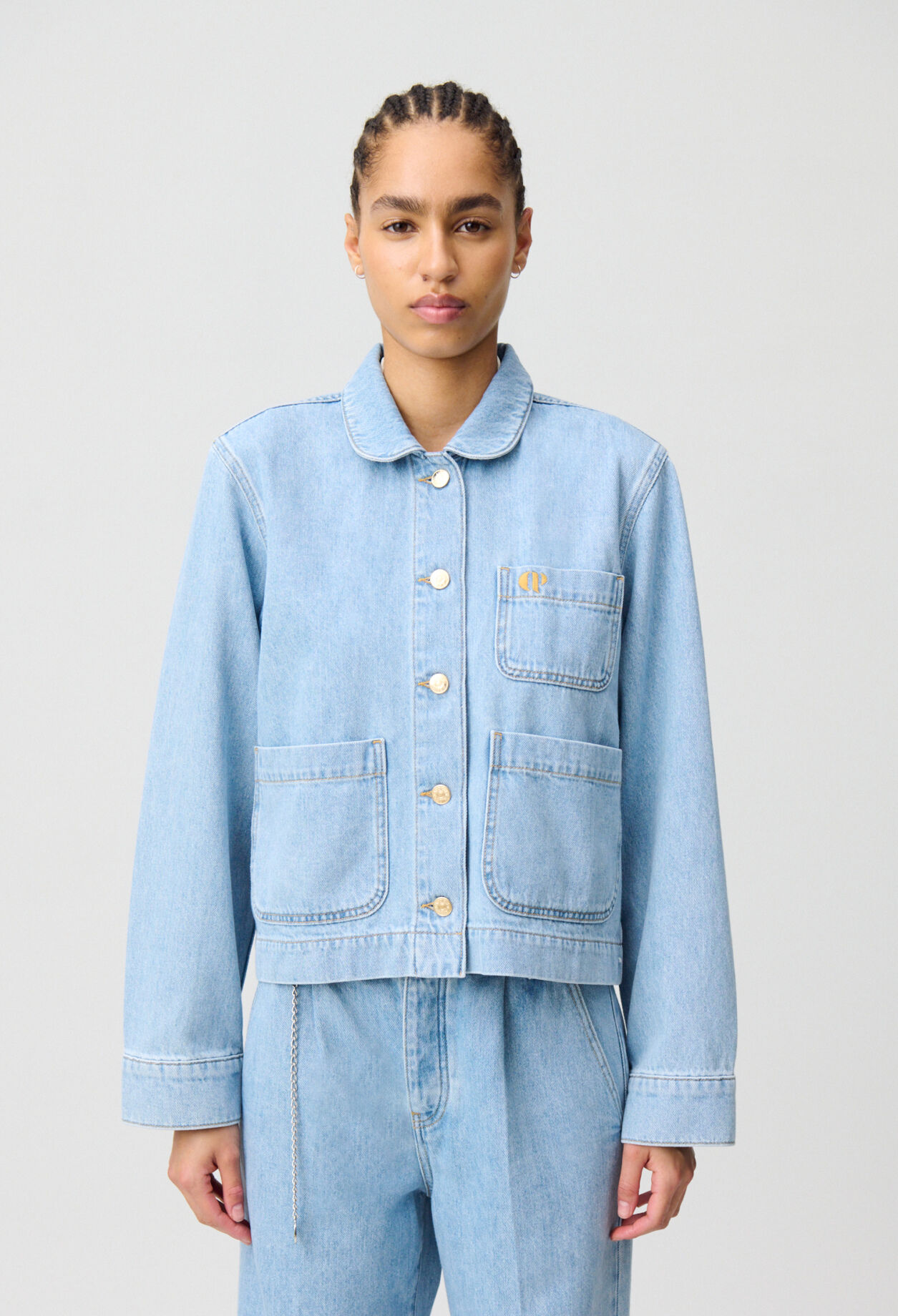 Denimjacke mit Bubikragen