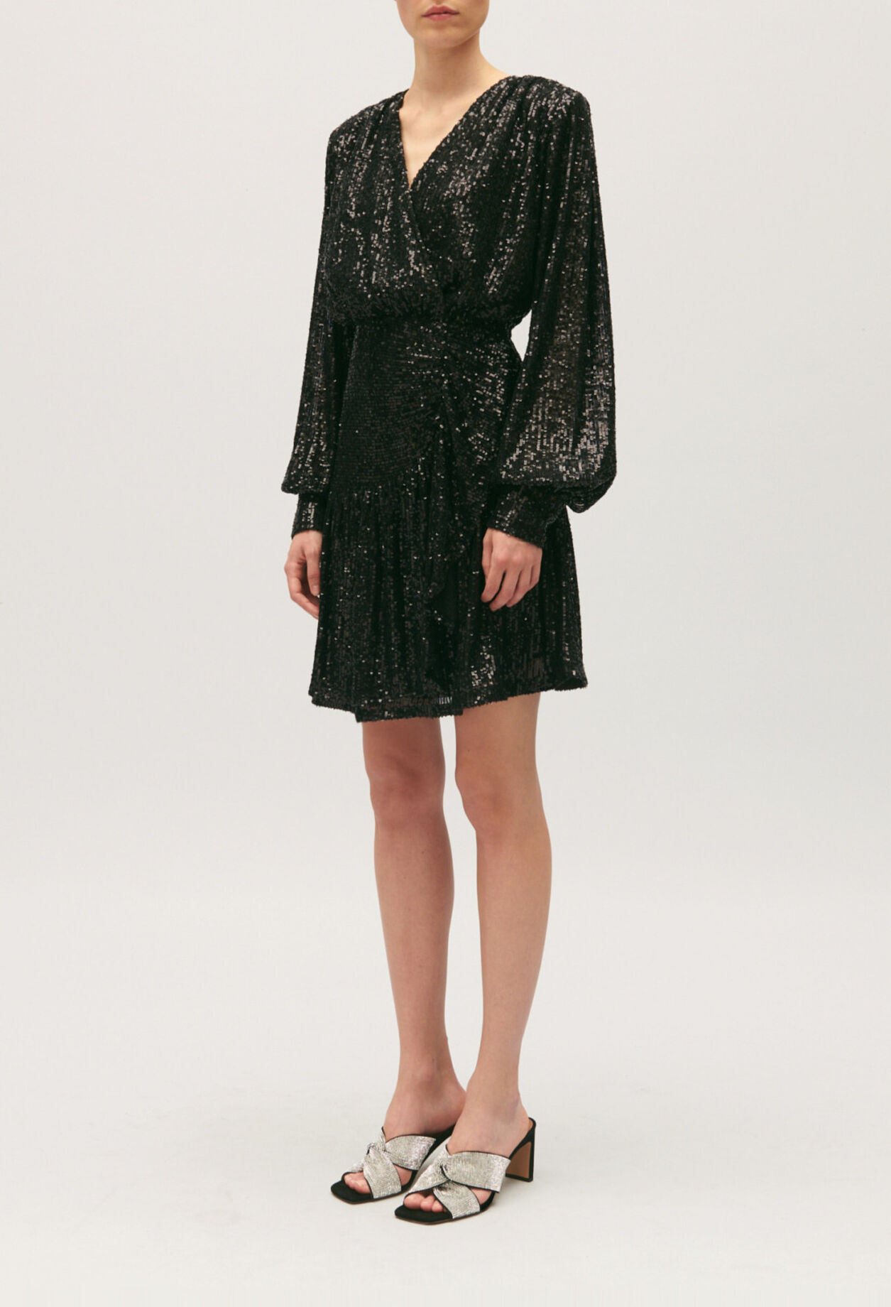 Kurzes Pailletten-Kleid schwarz