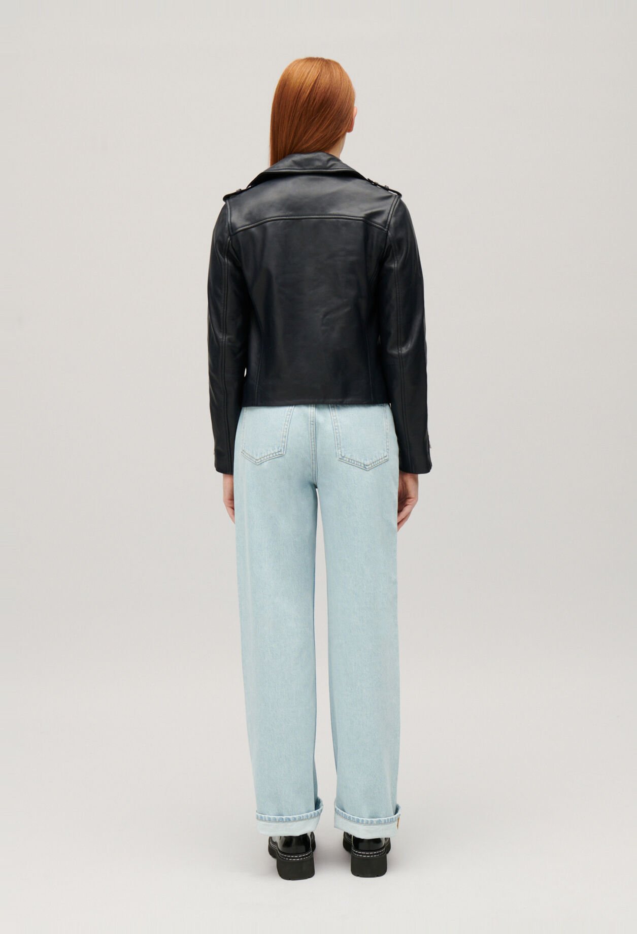 Marineblaue Jacke aus Glattleder
