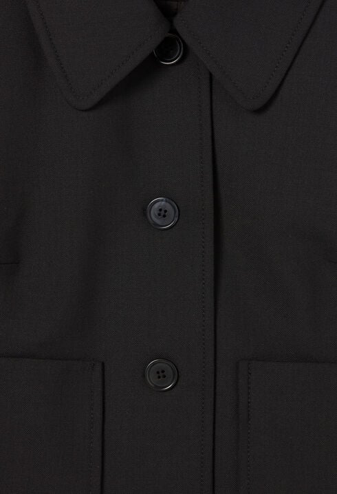 Schwarze Wollmischung Boxjacke