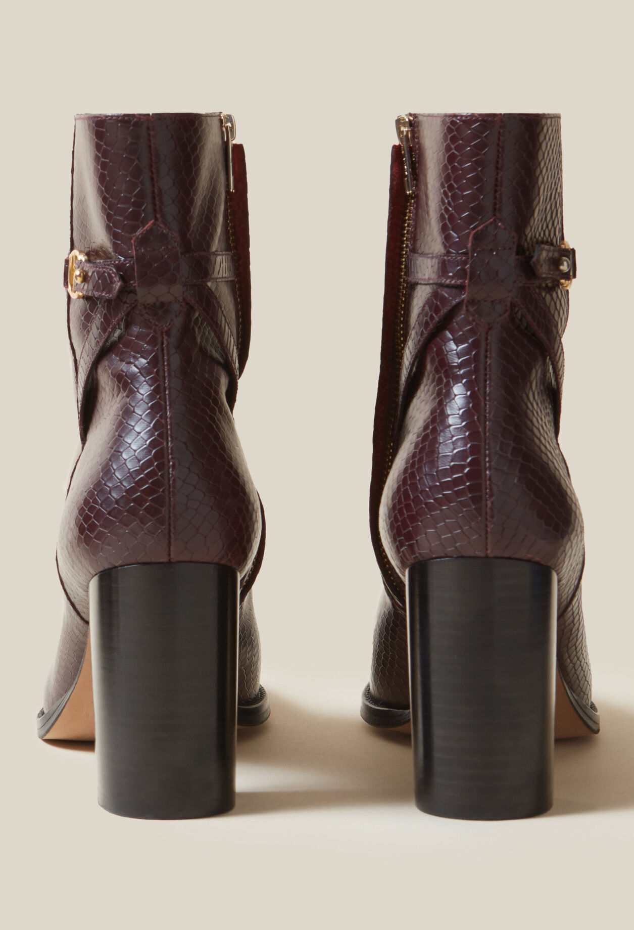 Lackleder-Stiefeletten, Schlangenoptik