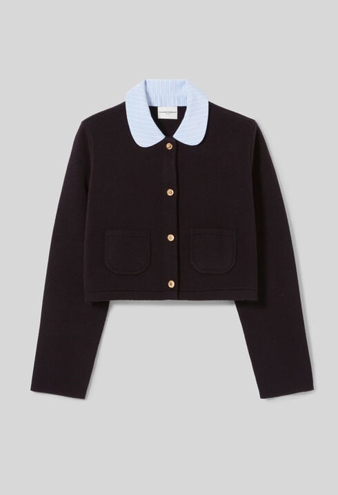 Kurze Strickjacke mit Kragen