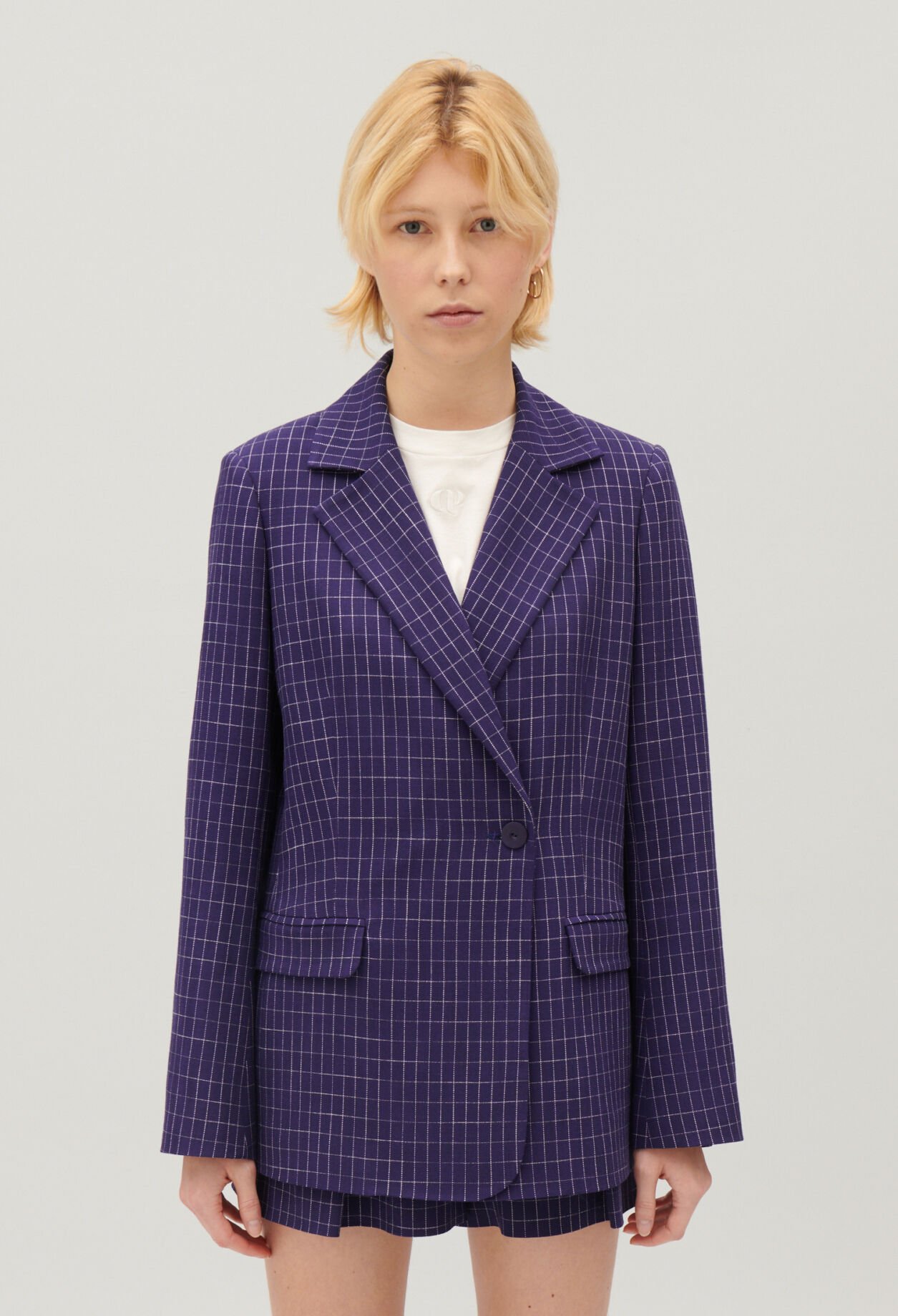 Blazer mit Karomuster Indigoblau