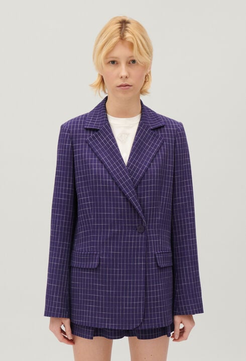 Blazer mit Karomuster Indigoblau