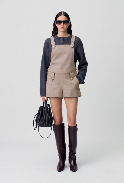 Karierter Latz-Overall-Shorts