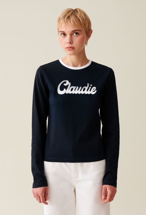 Schwarzes Langarmshirt Baumwolle