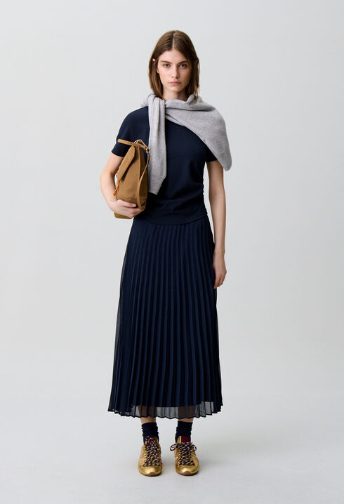Kleid in Materialmix-Lagenoptik
