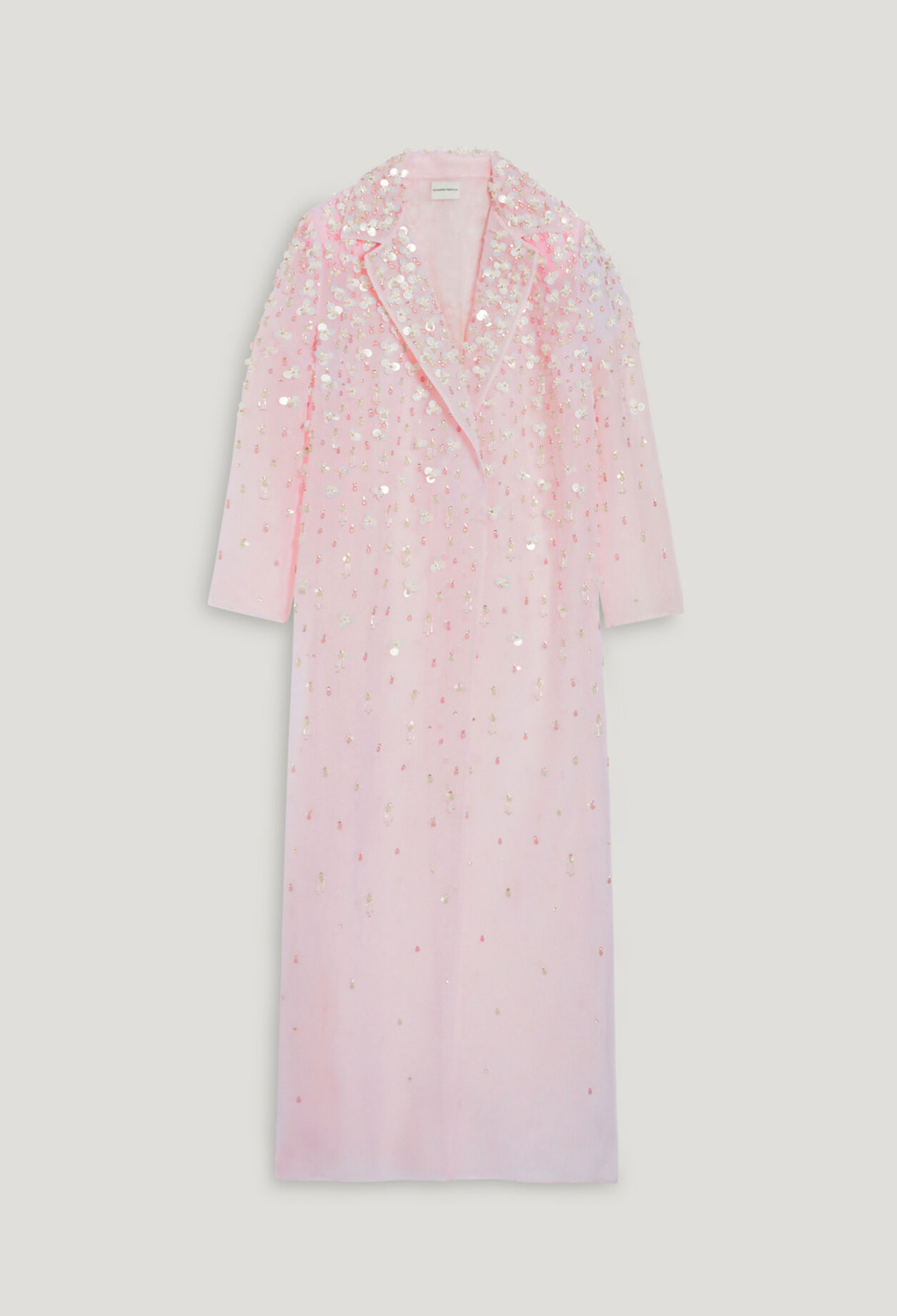 Langer Seiden-Mantel paillettiert Blush