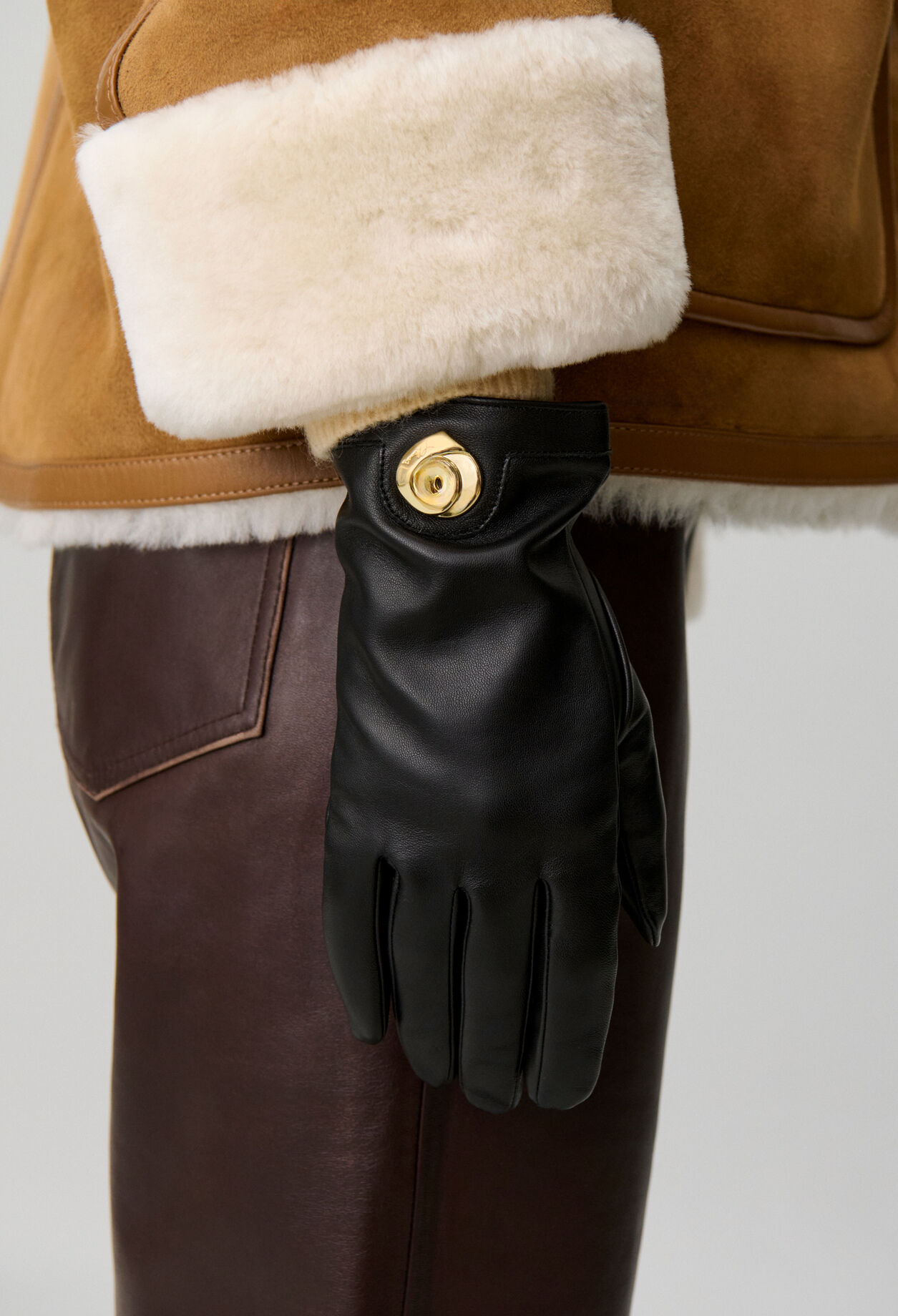 Lammlederhandschuhe Golddetail