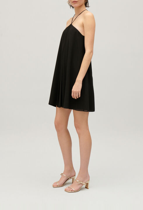 Plissiertes, kurzes Kleid Schwarz