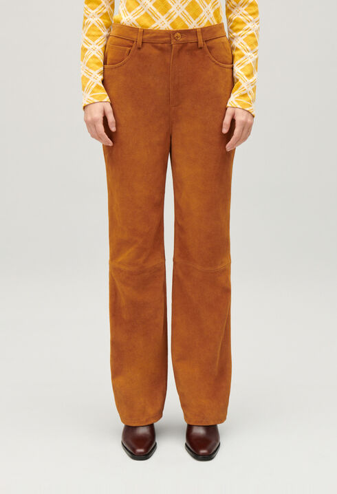 Hose Su&egrave;deleder Dunkelbeige