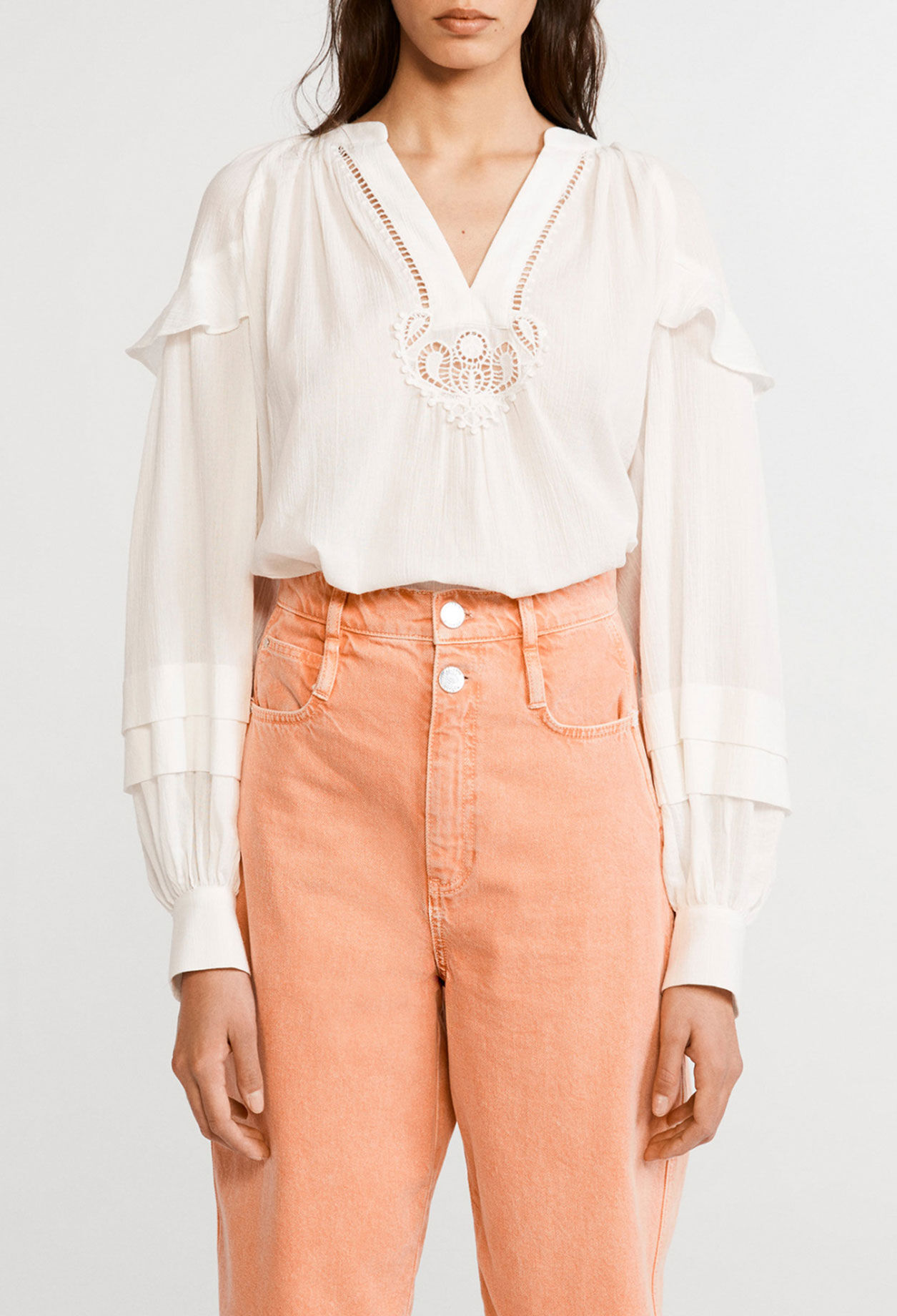 Bluse mit Ballonärmeln aus Bio-Baumwolle