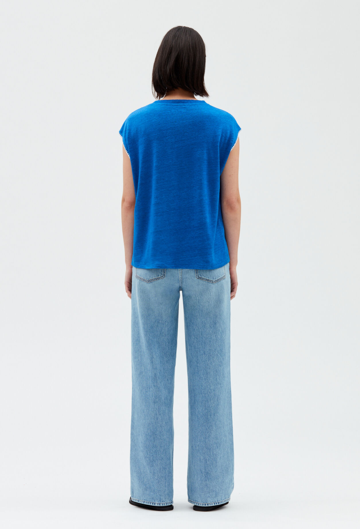 T-Shirt aus Leinen in Blau