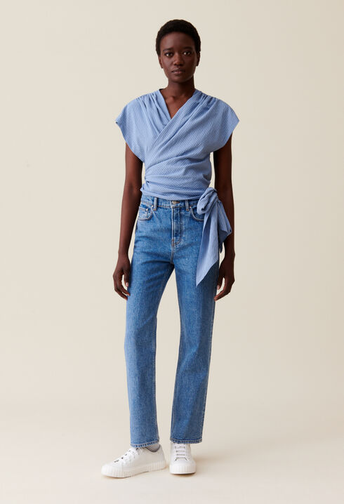 Gestreifte Wickelbluse