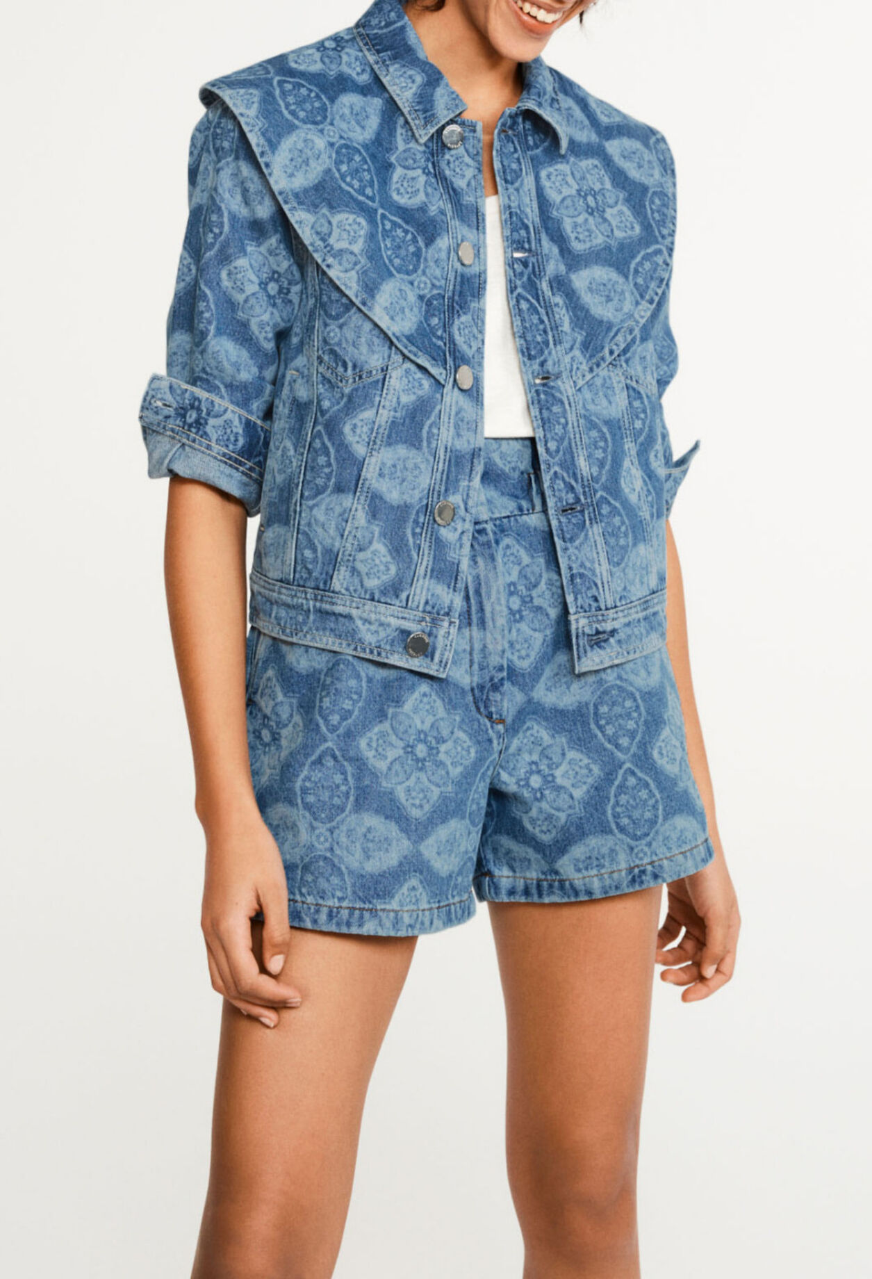 Jeans-Jacke mit Printmuster