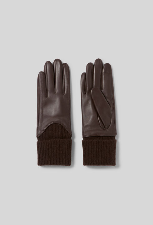 Handschuhe aus Leder und Strick