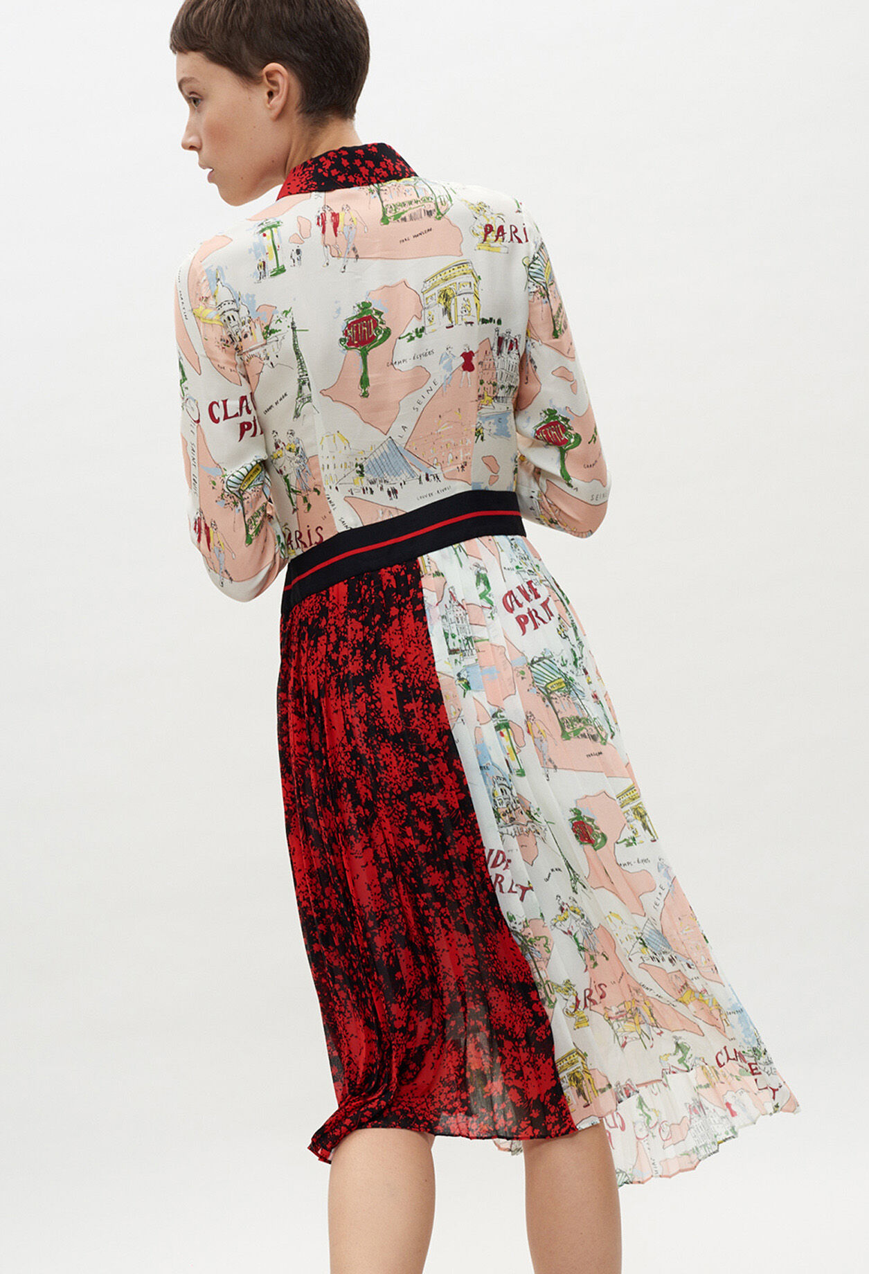 Bedrucktes mittellanges Kleid
