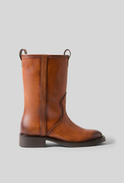 Cowboy-Stiefeletten Glattleder
