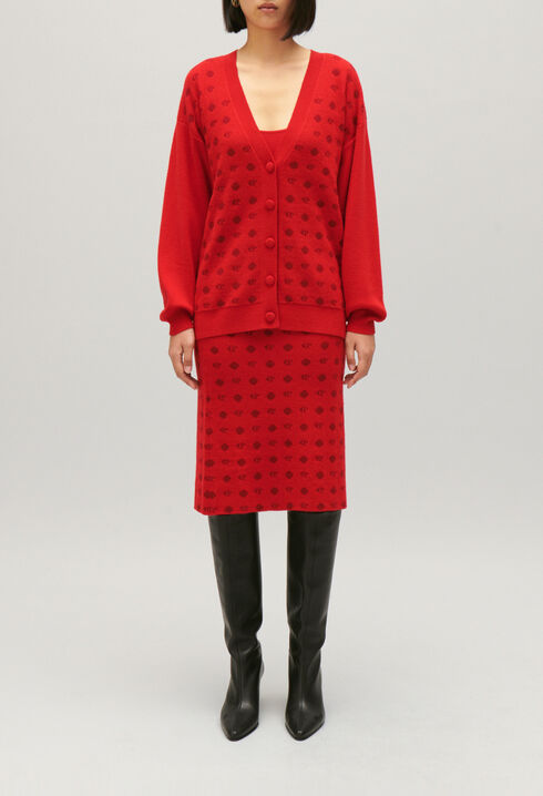 Jacquard-Cardigan in Rot
