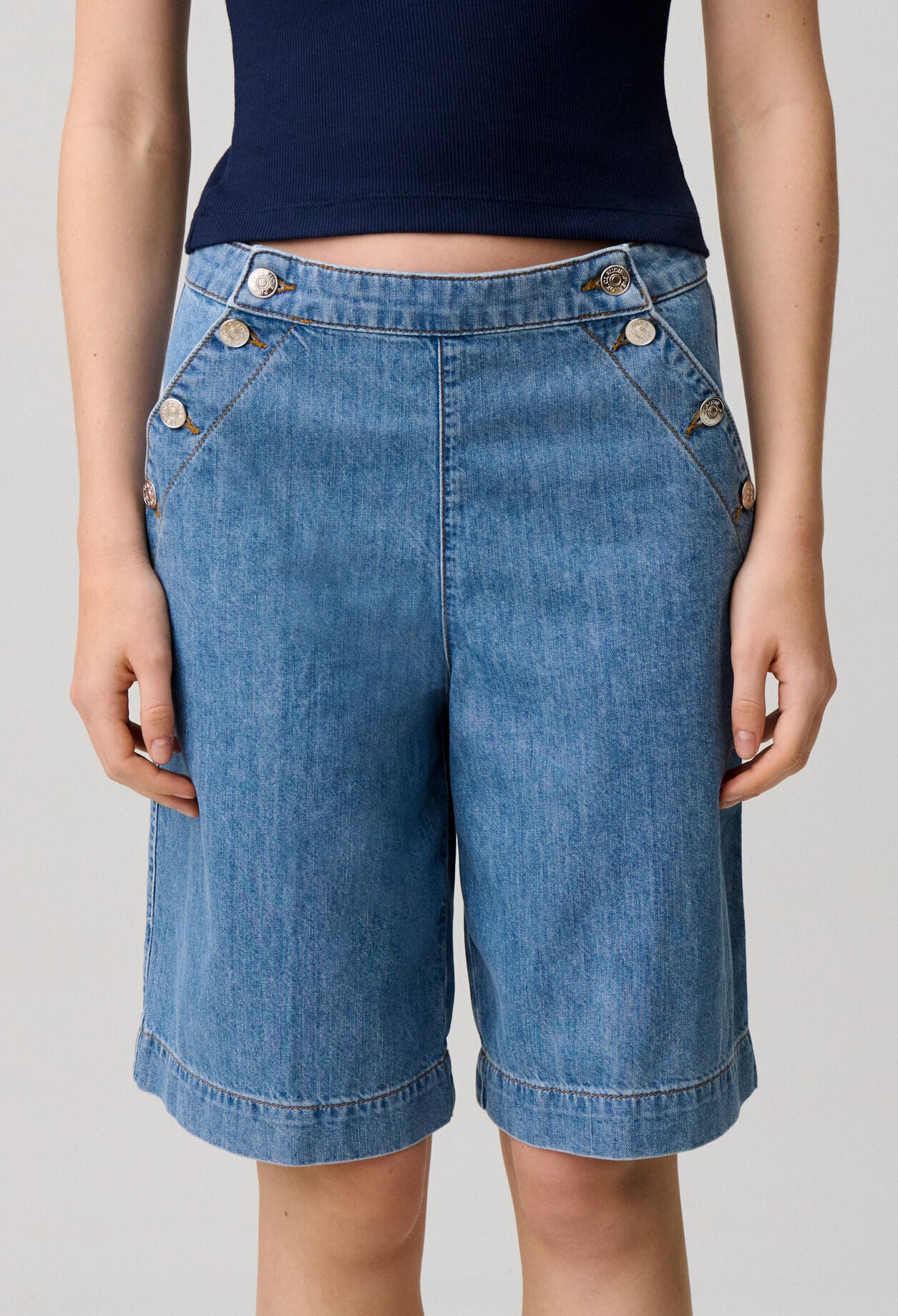 Denim-Shorts mit Matrosenlatz