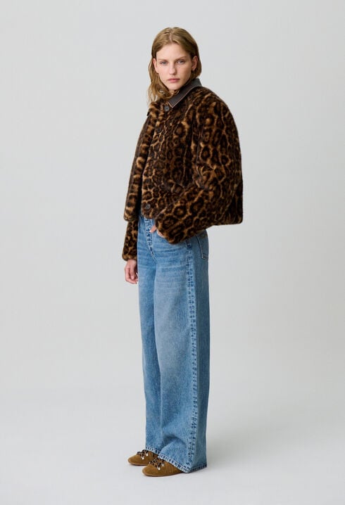 Webpelzmantel mit Leopardenmuster
