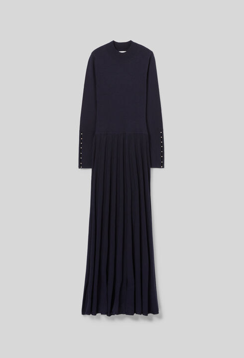 Langes Strickkleid mit Kragen