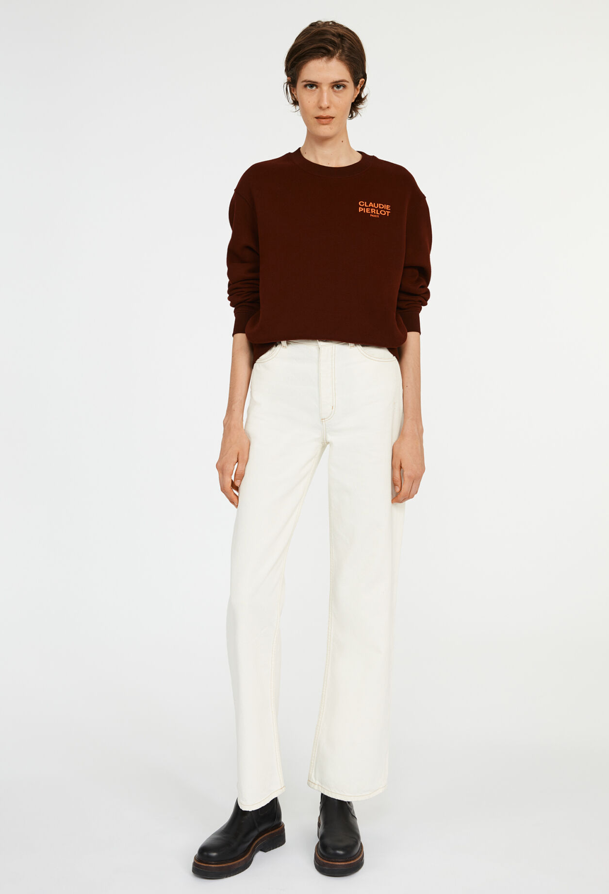 Gerades burgunderrot Sweatshirt mit Logo