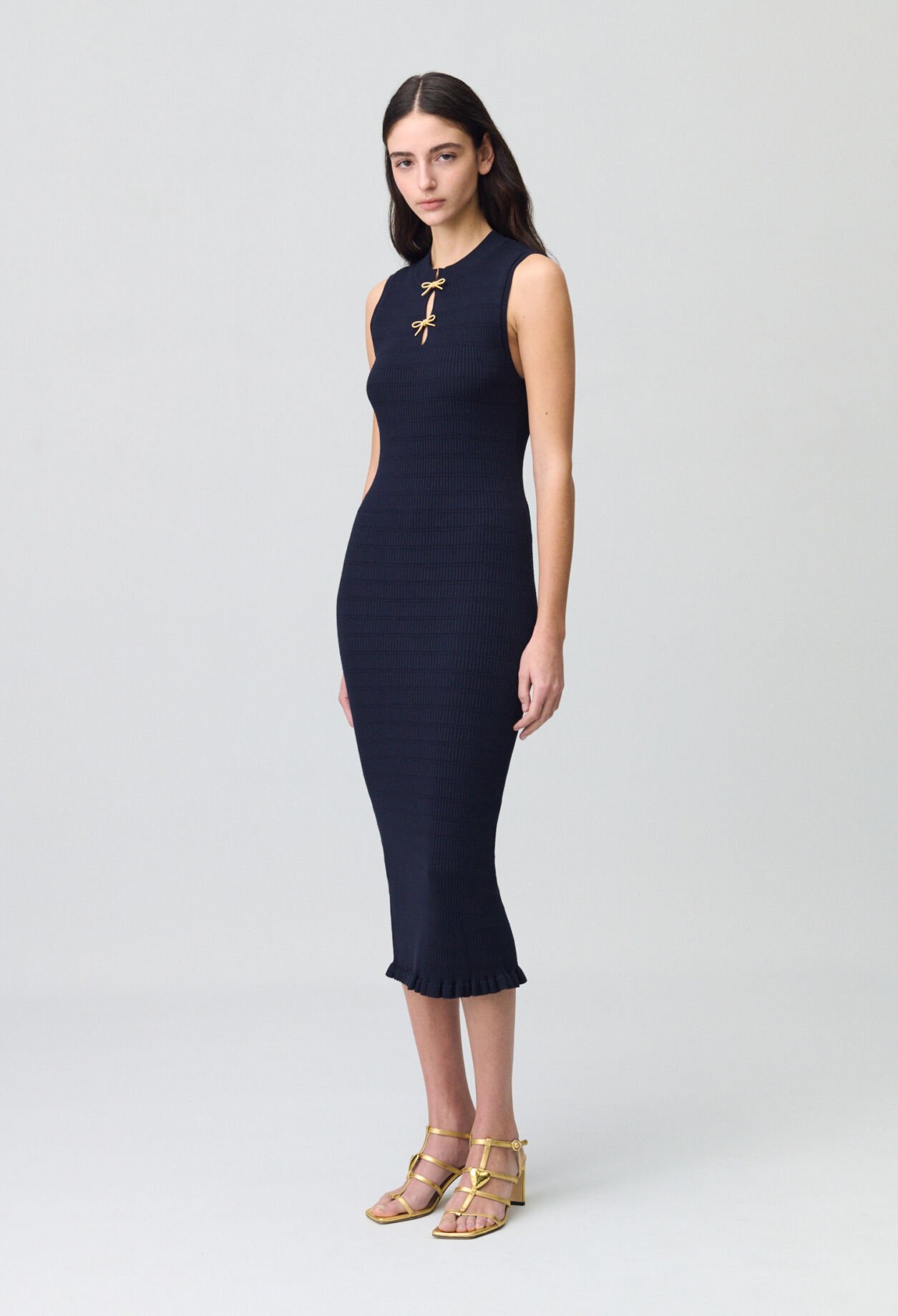Langes Feinstrick-Kleid, Schleifen