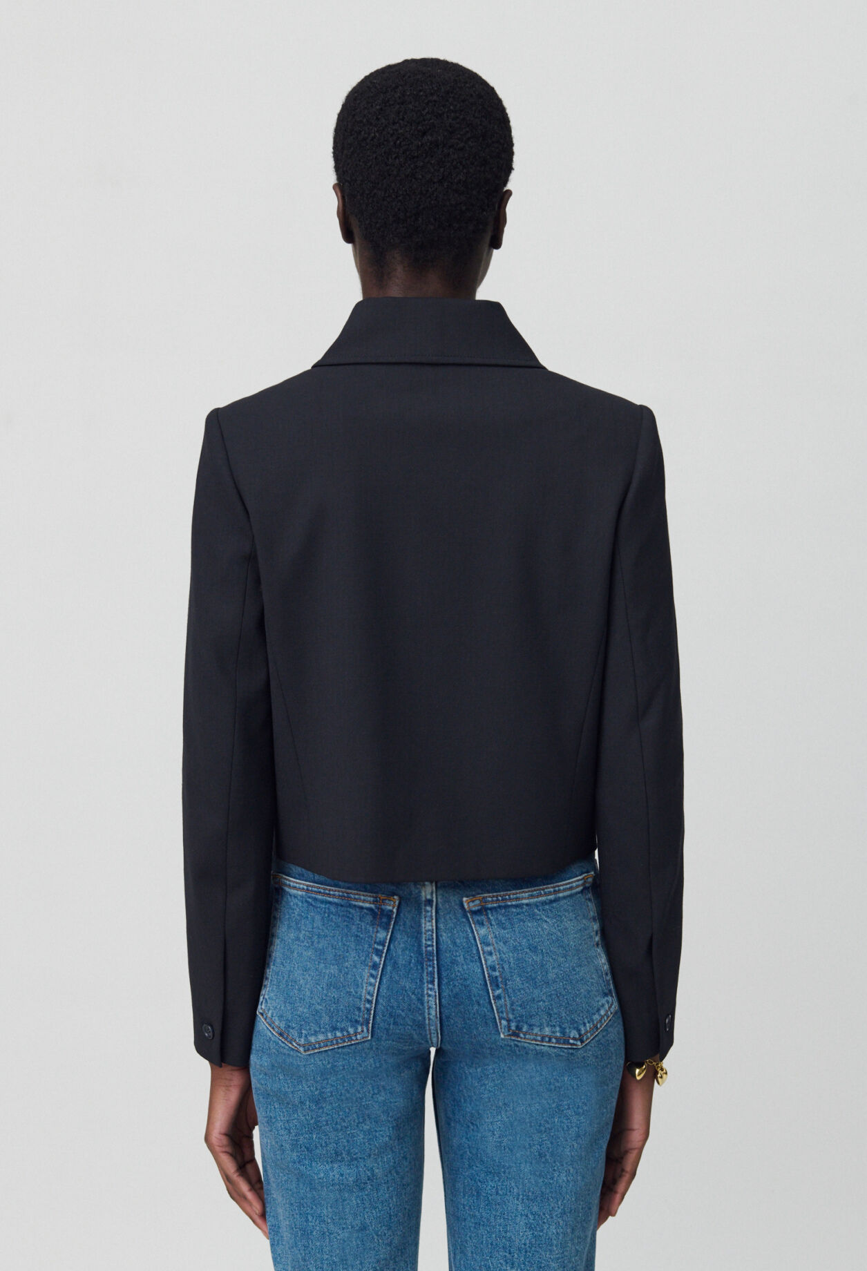 Schwarze Wollmischung Boxjacke