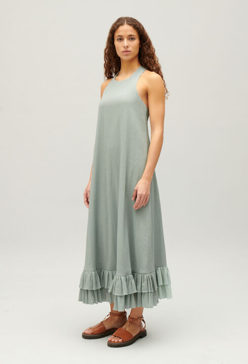 Midi-Kleid mit Volantbesatz