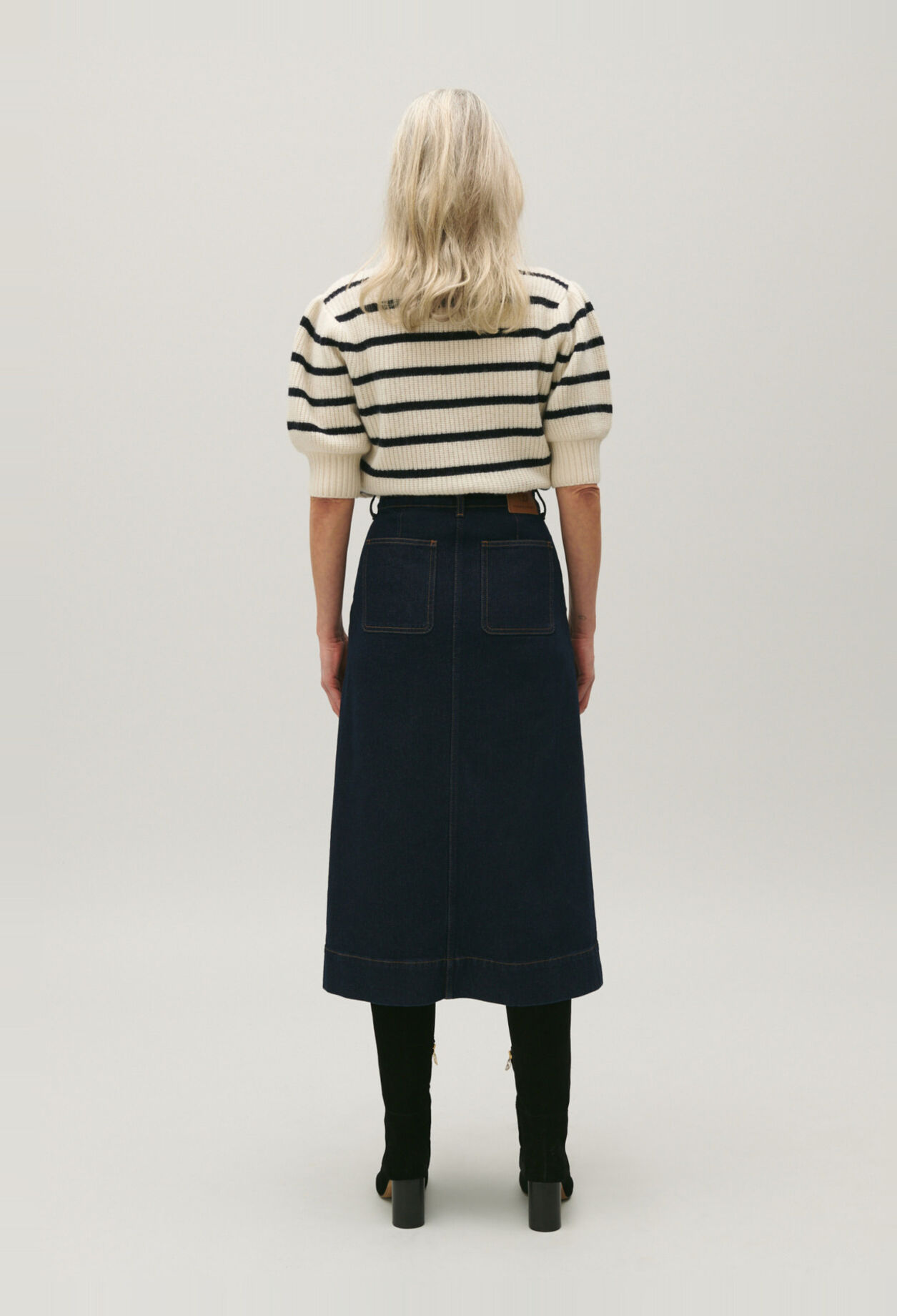 Blauer mittellanger Jeans-Rock